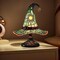 Witch Hat Lamps, Handcrafted Stained Glass Resin Wizard Hat Light Gothic Table Lamp for Halloween Decor, Spooky Night Light for Bedroom and Indoor Parties, Unique Wiccan Gift